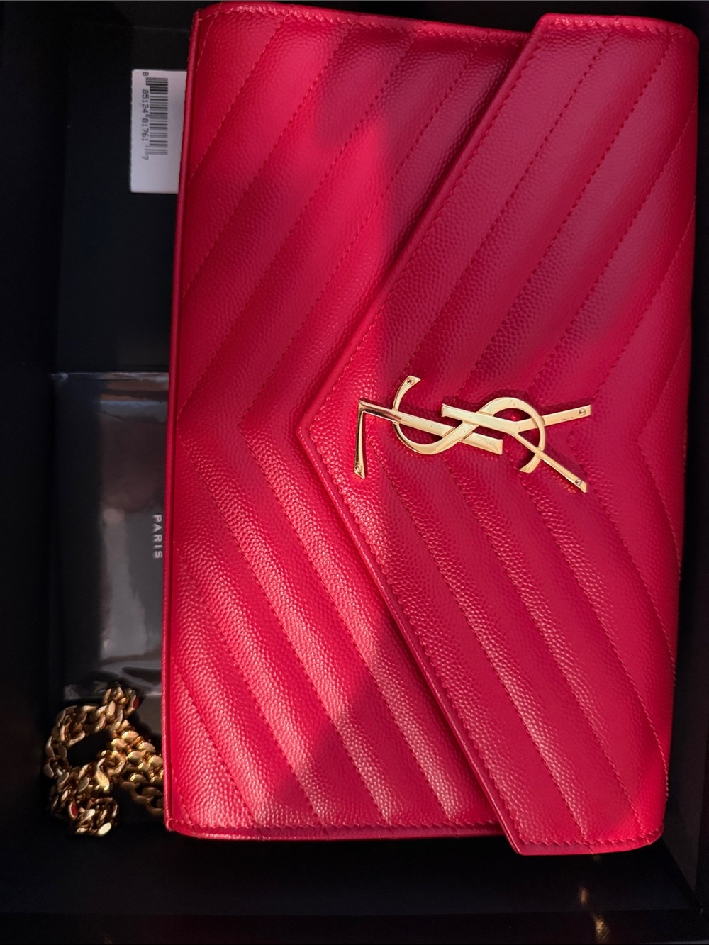 Saint Laurent Red Envelope Chain Wallet